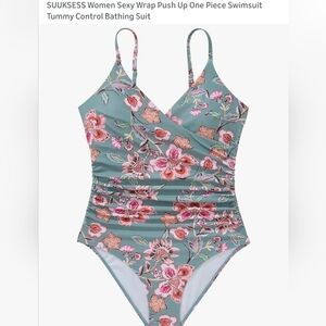Suuksess Floral Wrap Ruched One Piece Swimsuit